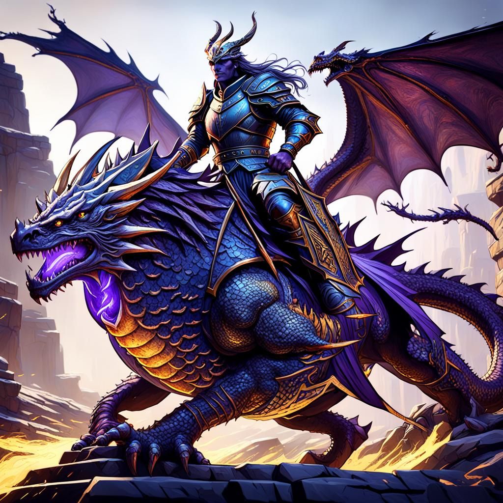 Dragon Rider in Dark Fantasy Style