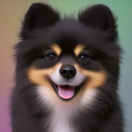 Pixar Disney style Dark Pomeranian