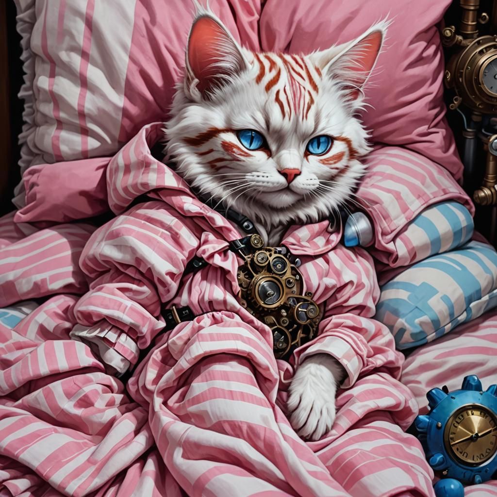 Steampunk Cat-Girl Monster Asleep