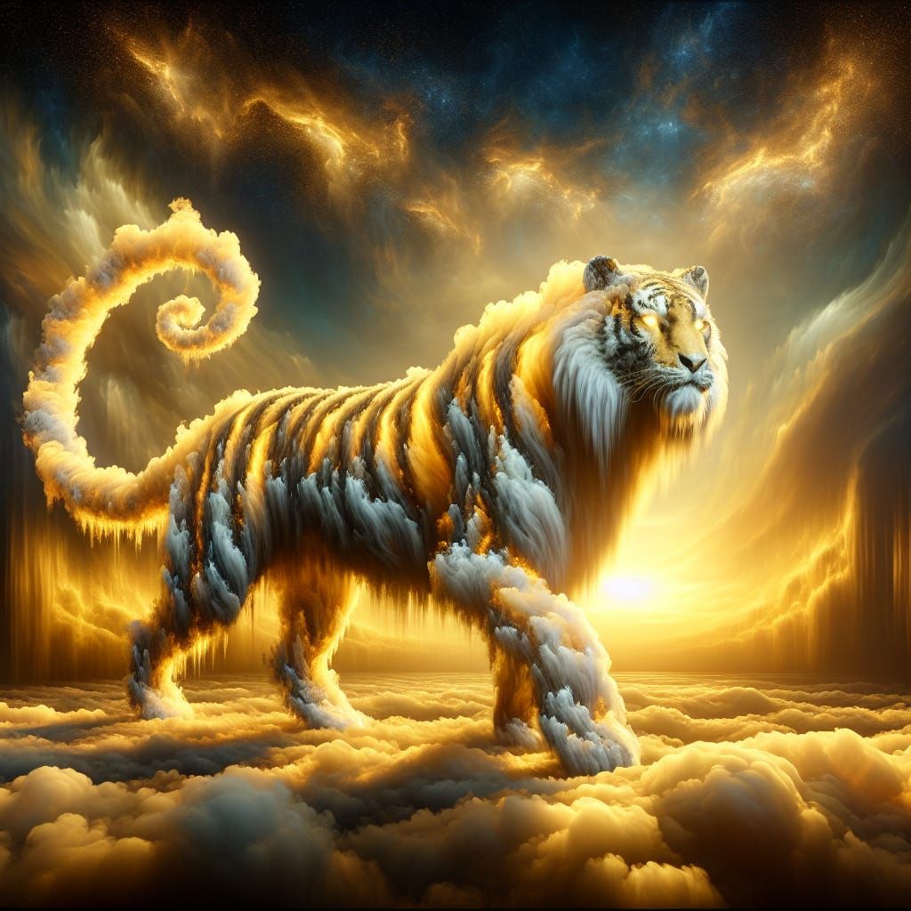 Golden Cloud Tiger in Magical Sunset