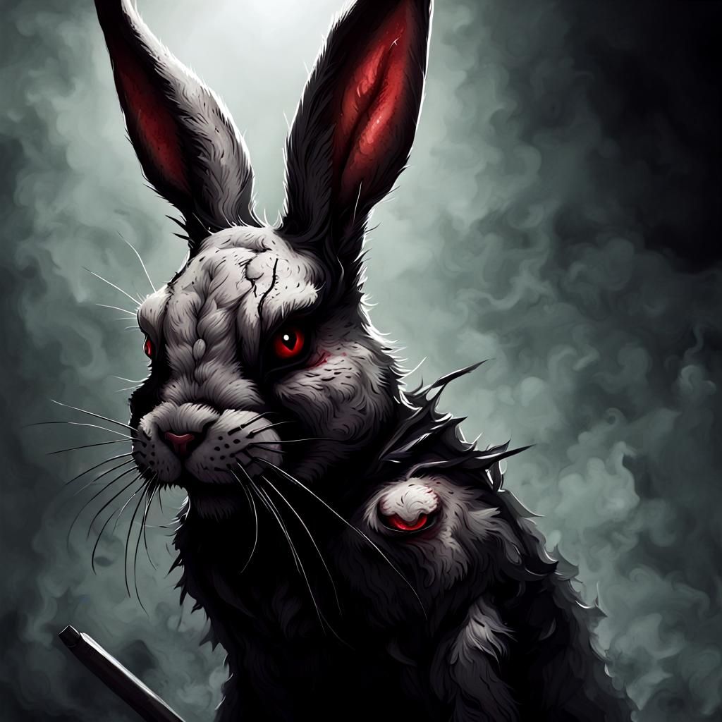 Evil Sinister Rabbit in Horrorcore Style