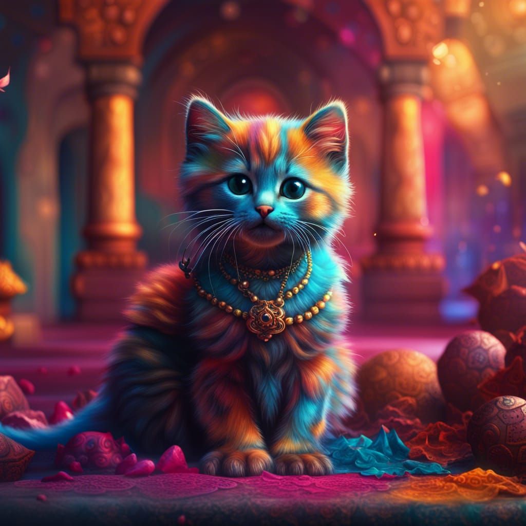 Bollywood Kitten: Detailed Matte Painting