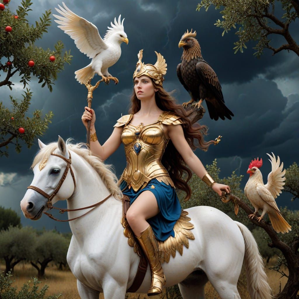 Athena Goddess in Cyberpunk Style