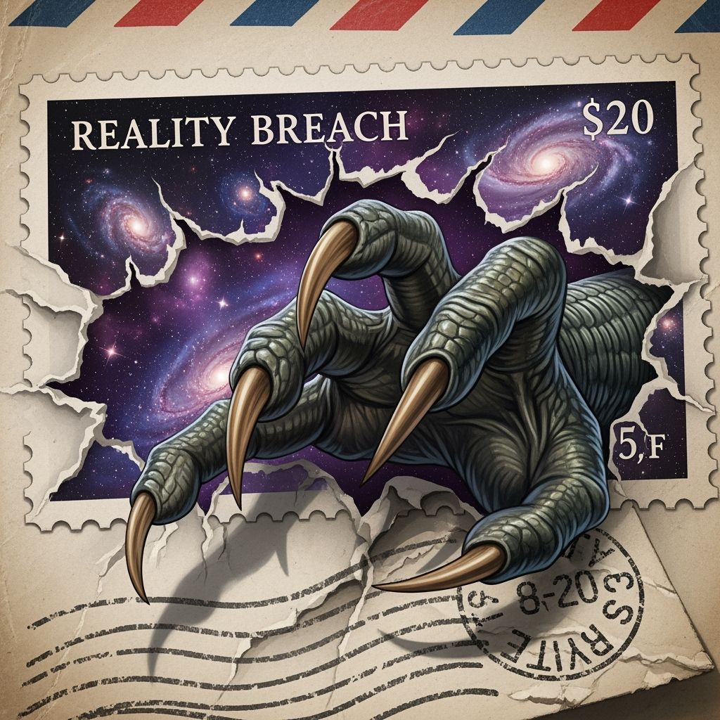 Clawed Hand Rips Through Cosmic Postage Stamp