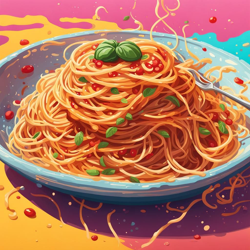 Hyperrealistic Spaghetti Splash Art