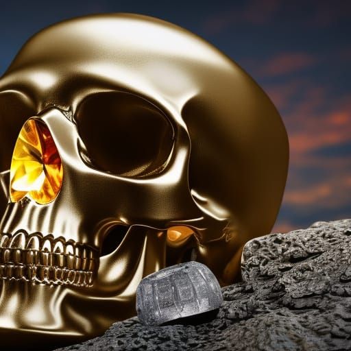 Gem-like Skull in Detailed Matte Painting