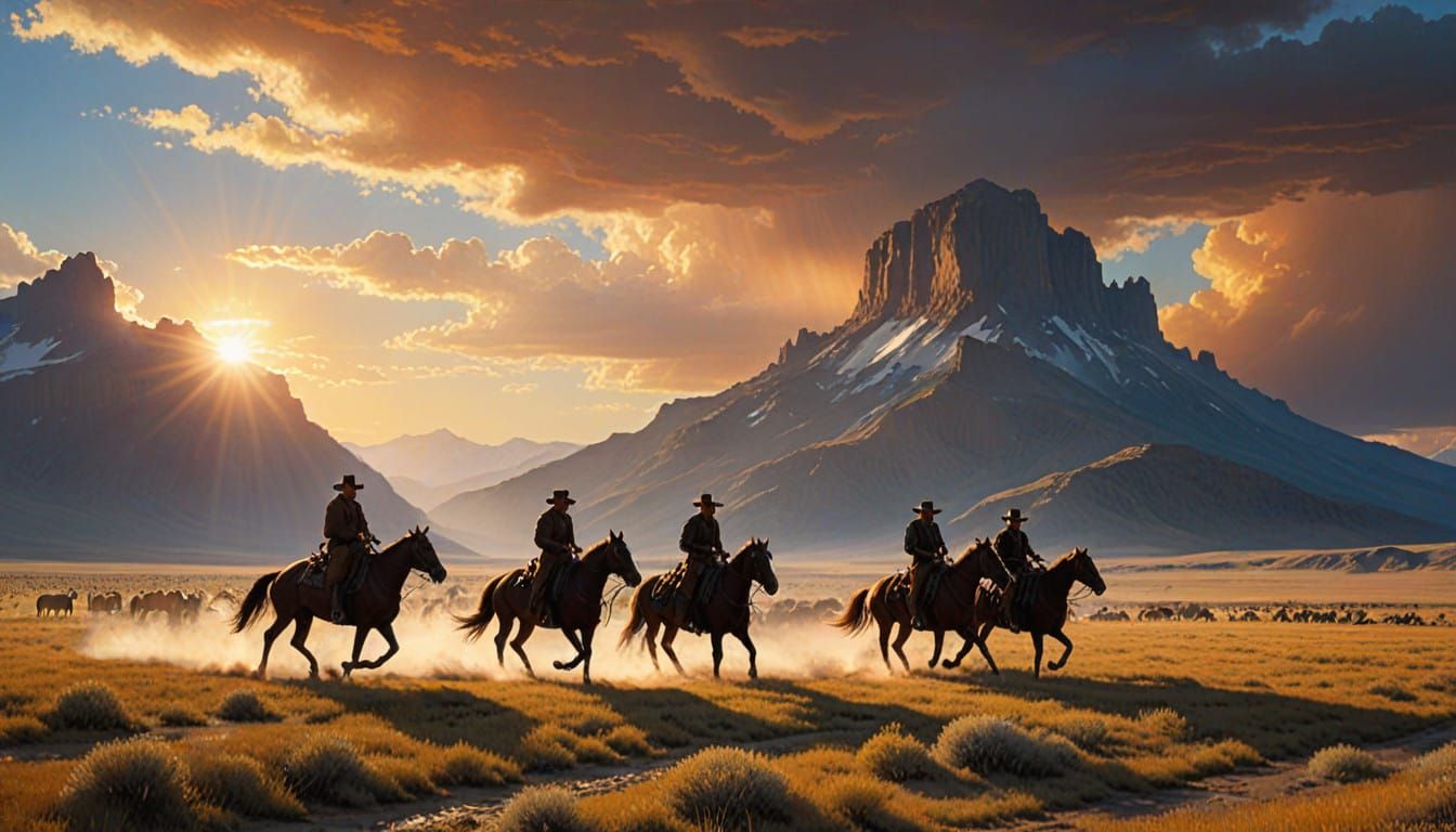 Majestic Mail Coach Gallops Across the Wild West Prairie