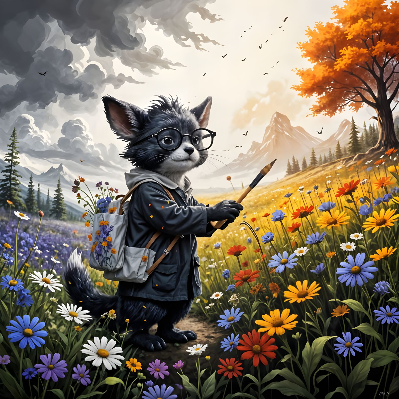 Furry Artist Brings Color to Black and White World