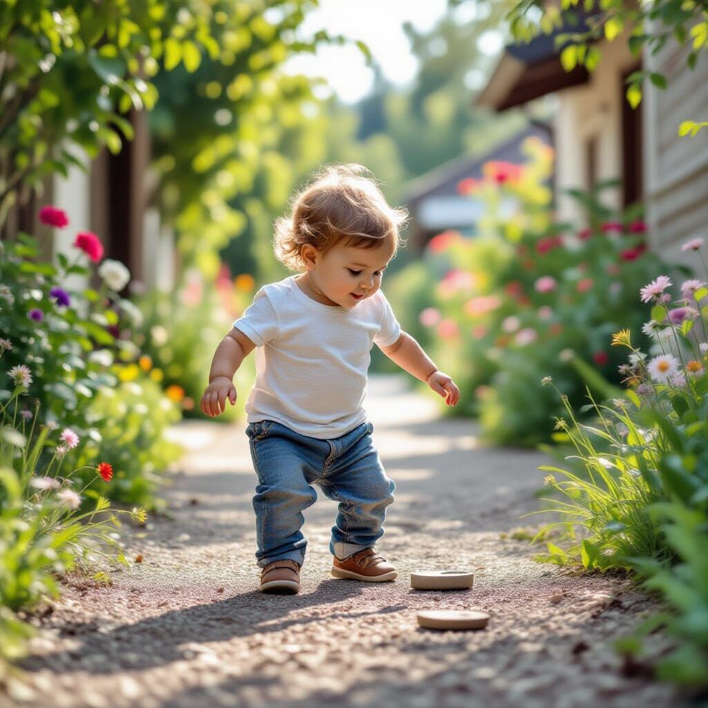 Surreal Toddler Taking Baby Steps