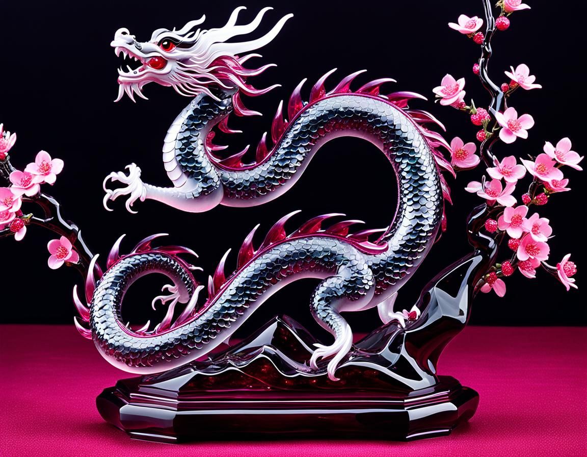 Crystal Dragon with Plum Blossom Dancer
