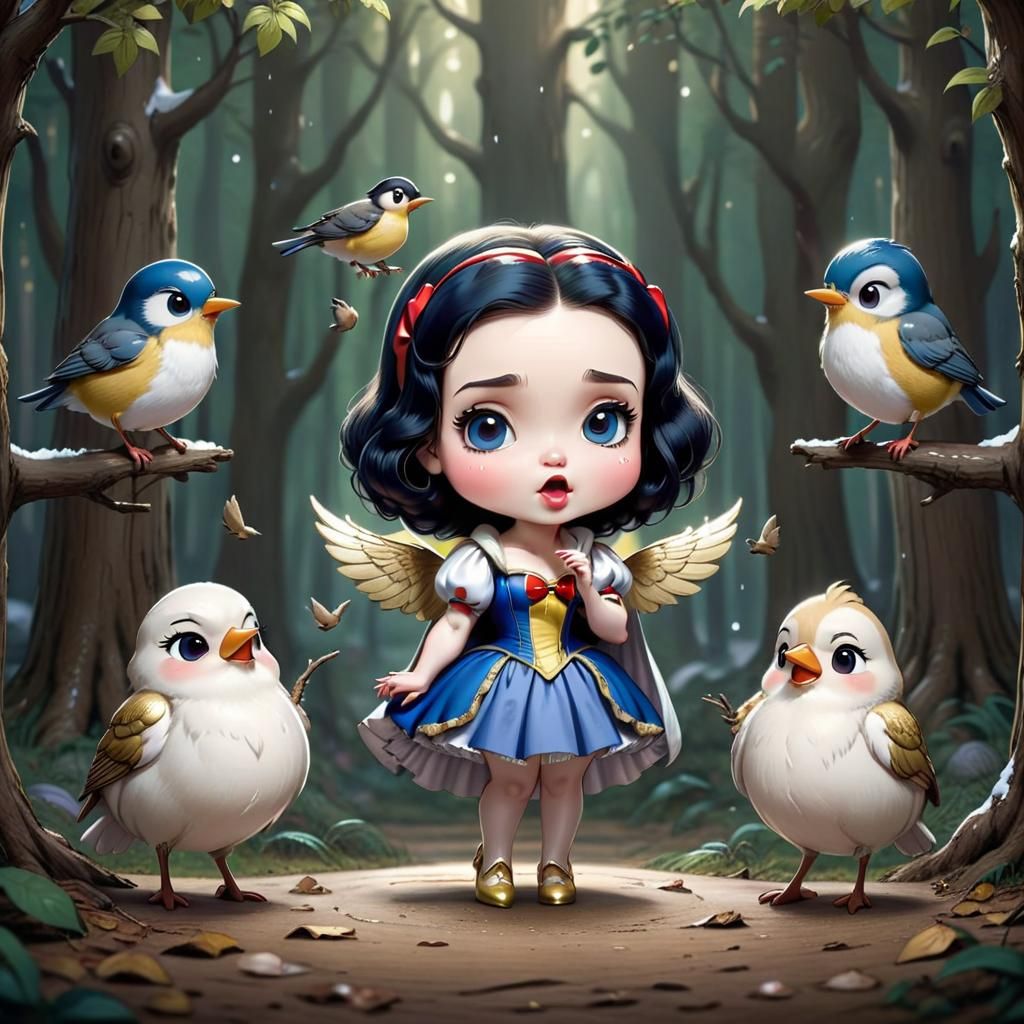 Charming Chibi Snow White in Victorian Style