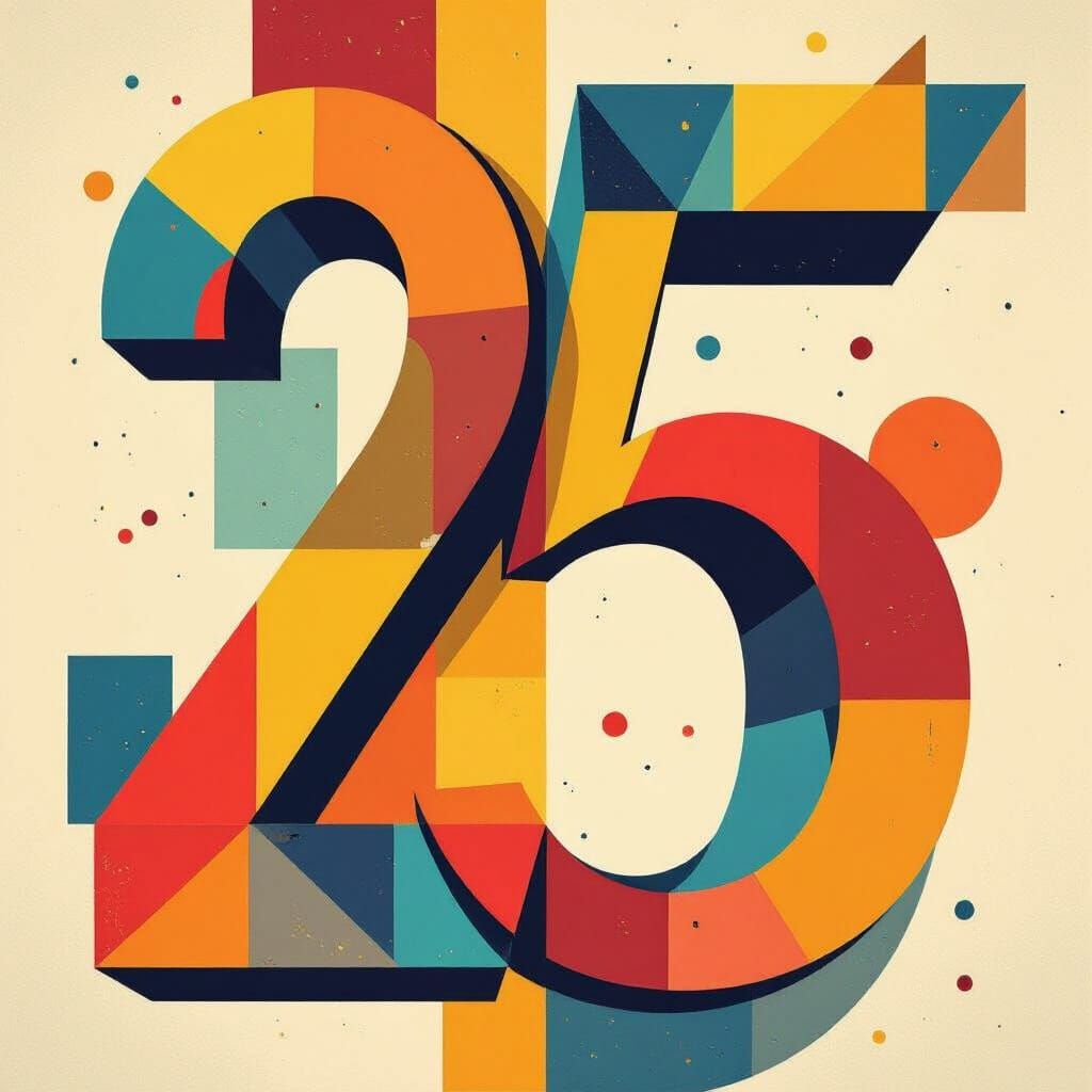 Multicolor Cubist Alphabet Logos in Geometric Art Deco Style