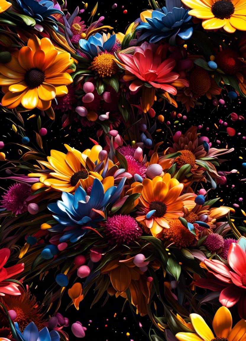 Explosion of Flowers in Unreal Engine 5 Render