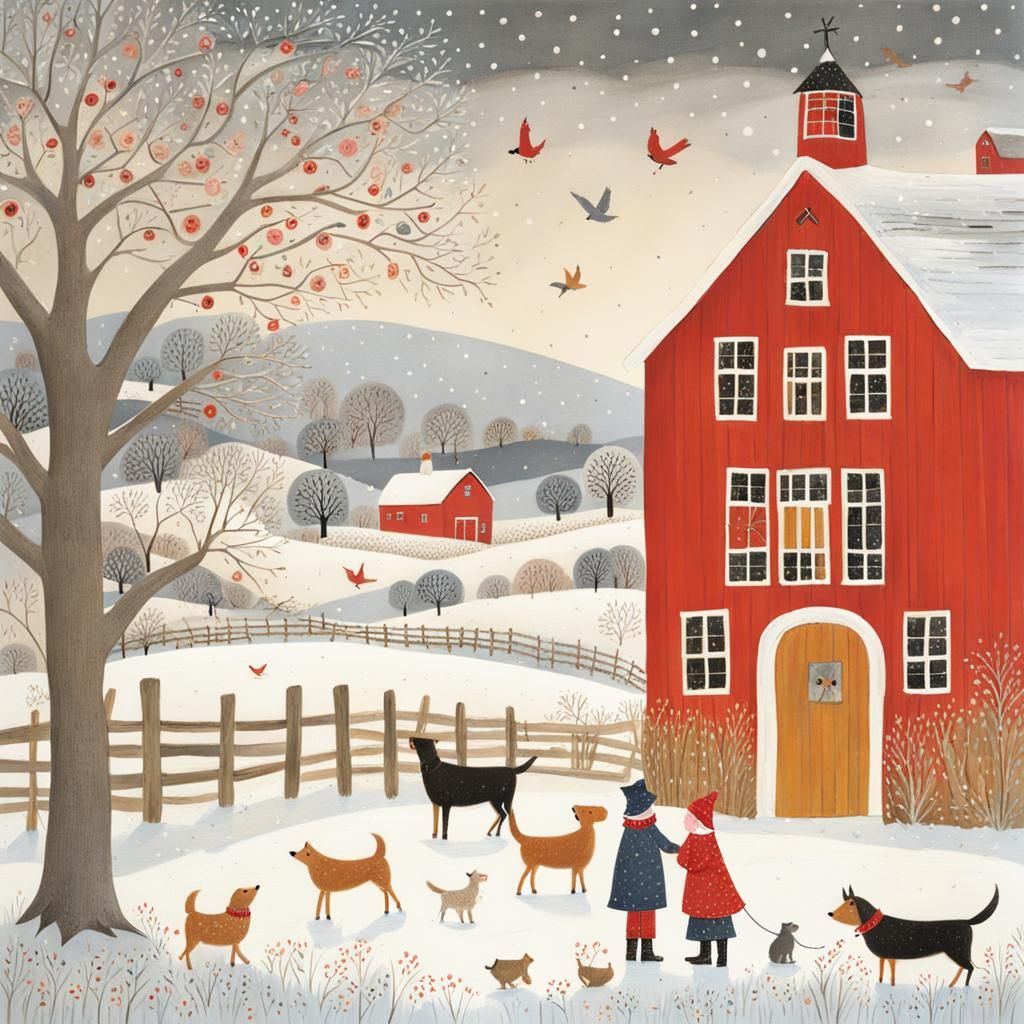 Winter Scene with Mrs. Boot and Family