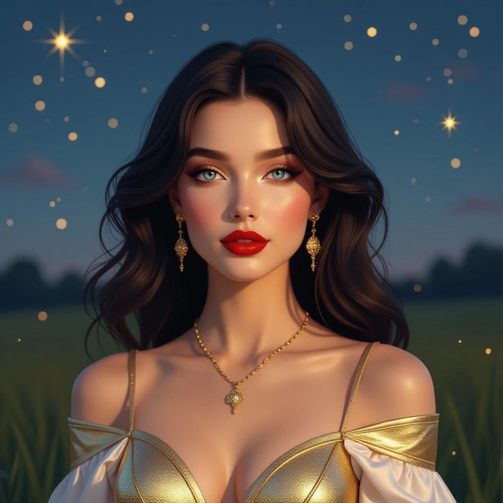 Woman in Golden Light, Inspired by Art Nouveau