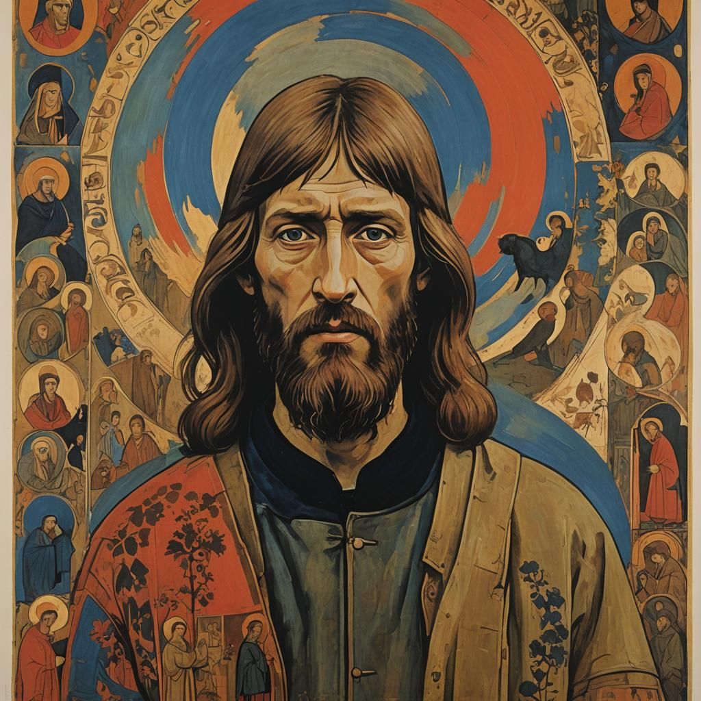 Andrei Rublev Film: Colorful Icon-Inspired Movie Poster