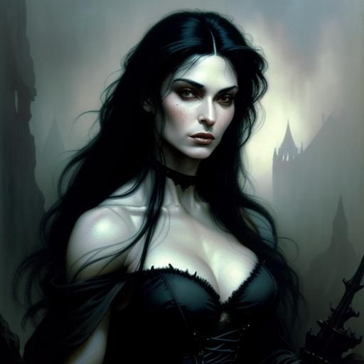 Eerie Sorceress Portrait in Dark Fantasy Style