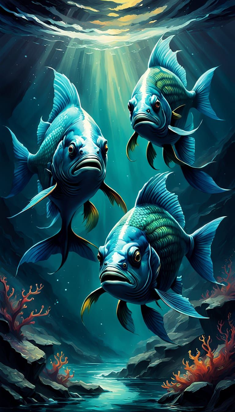 Vibrant Aquatic Visions in Watercolor Style