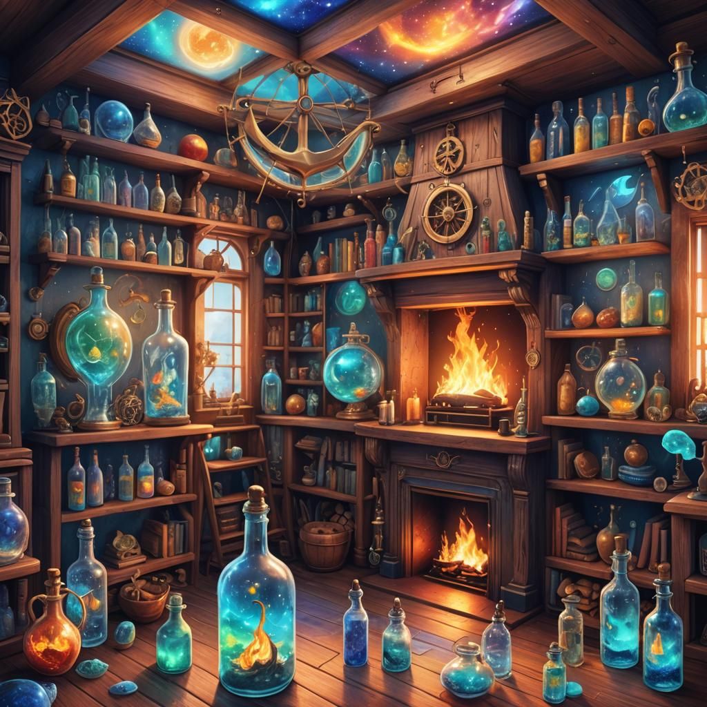 Nautical House with Ship-in-Bottle Collection