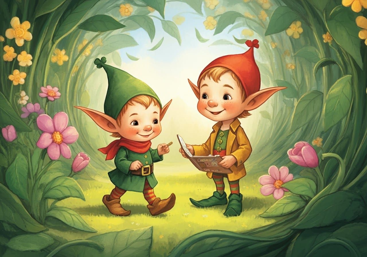 Flower Elf Fashion Designer, Storybook Illustration