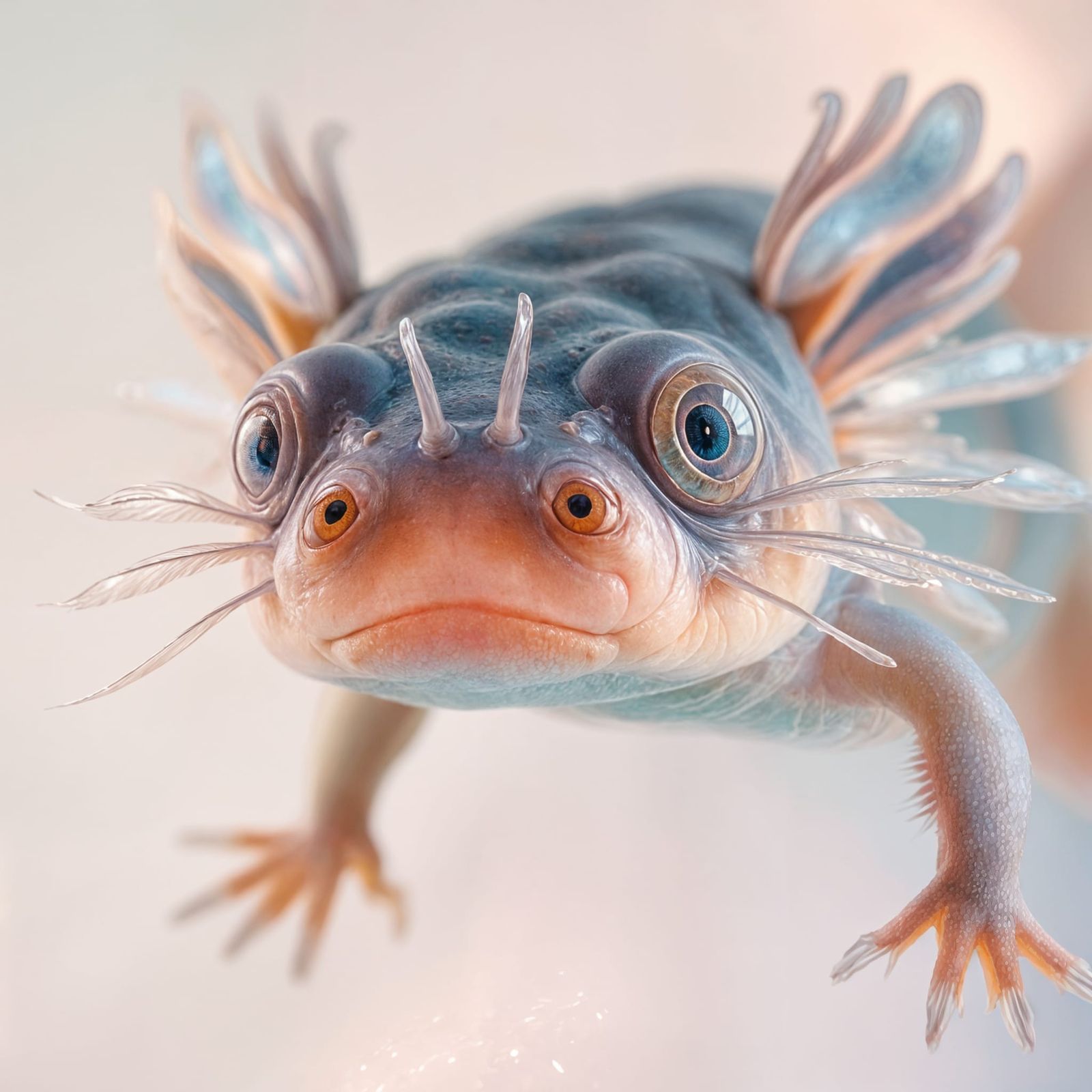 Exotic Axolotl Portrait with Ethereal Glow