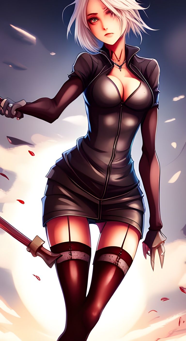 Beautiful woman in a leather dress