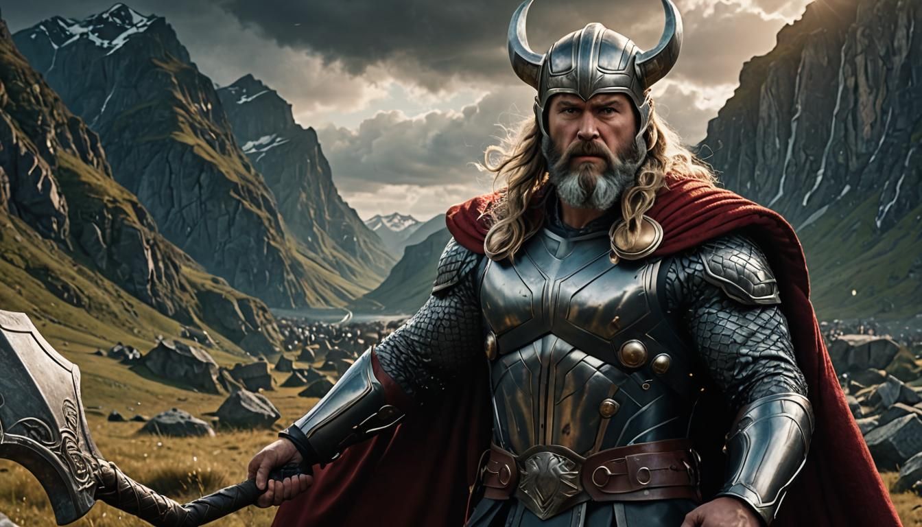 Medieval Superhero Wizard in Epic Landscape