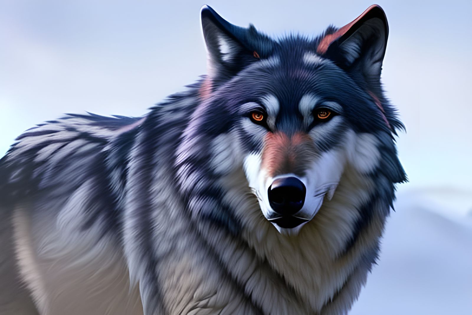 Photorealistic Wolf in Colorful Academic Art Style