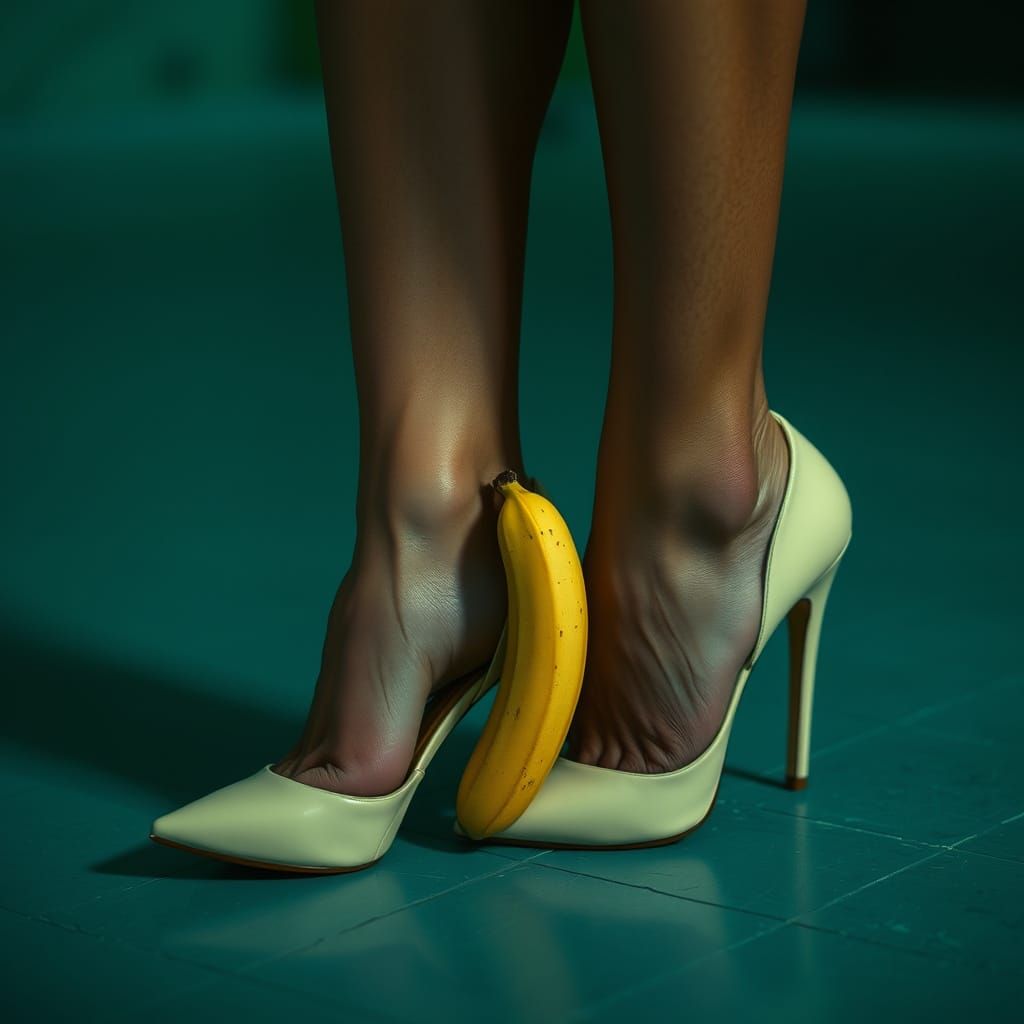 High Heels and Banana: Hyperrealistic, Moody Photo