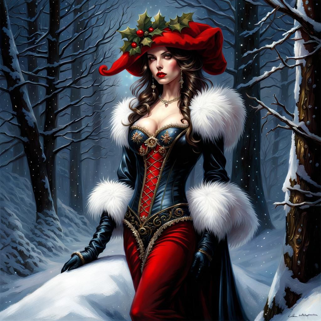 Gothic Christmas Elf in Dark Fantasy Style