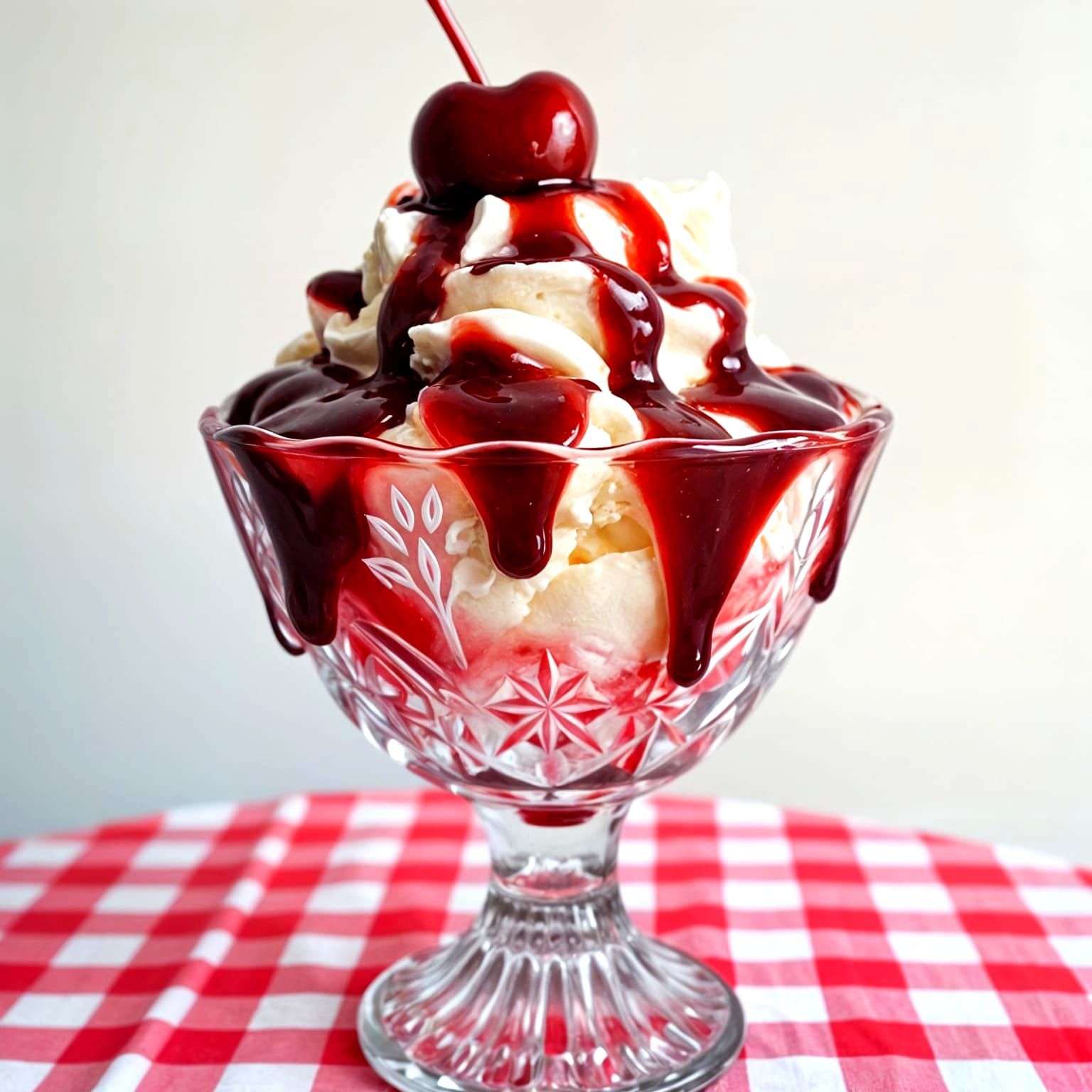 Tempting Cherry Sundae with Vanilla Ice Cream