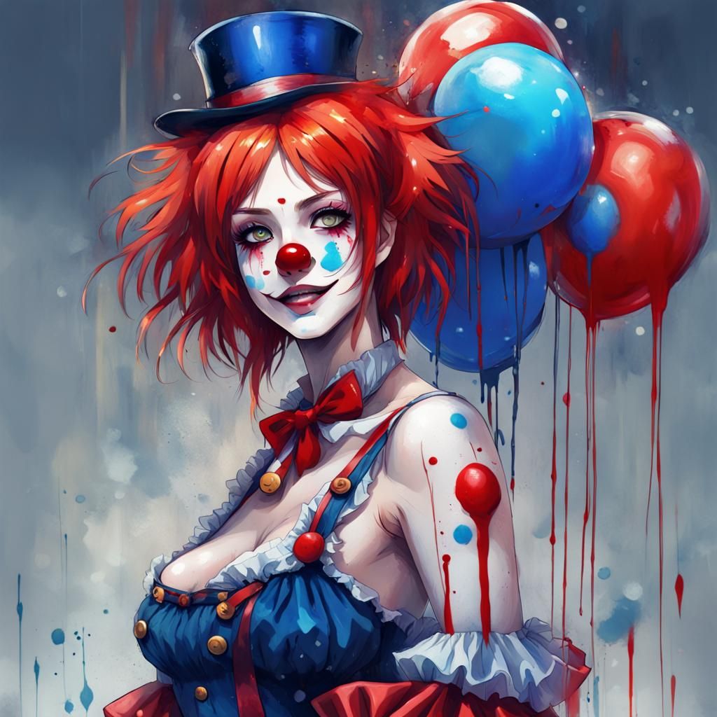 Anime Circus Clown with Splash Paint Effects
