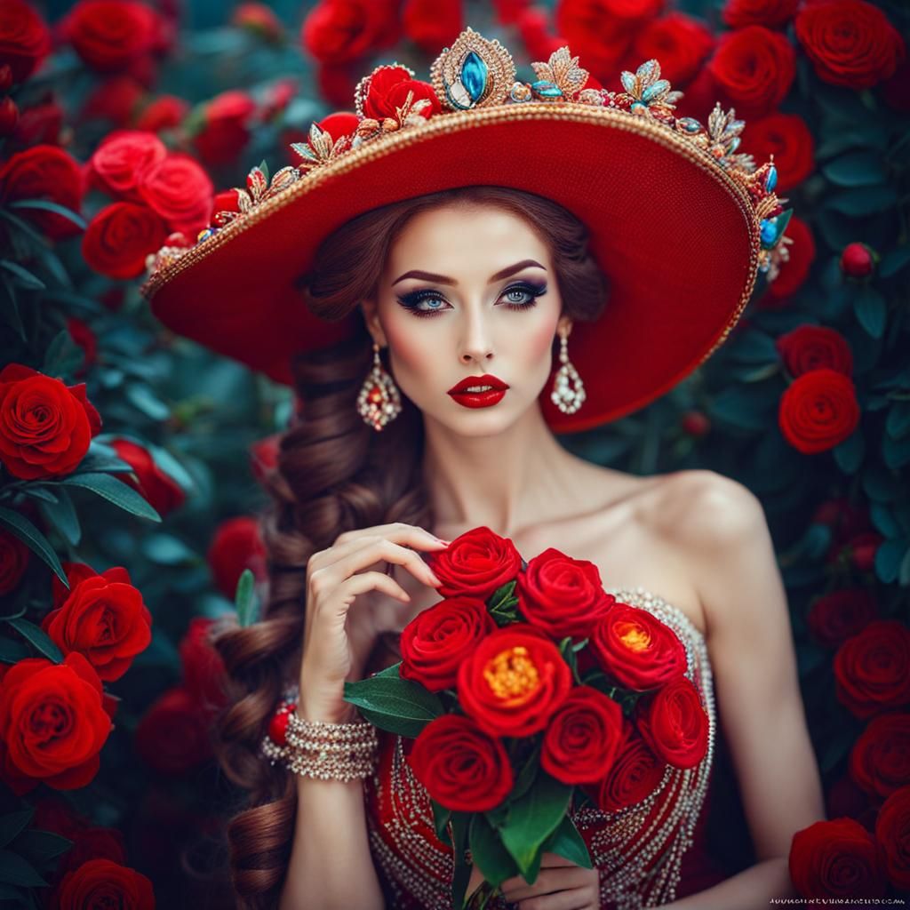 Enchanting Portrait of a Redhead Under Starry Sky