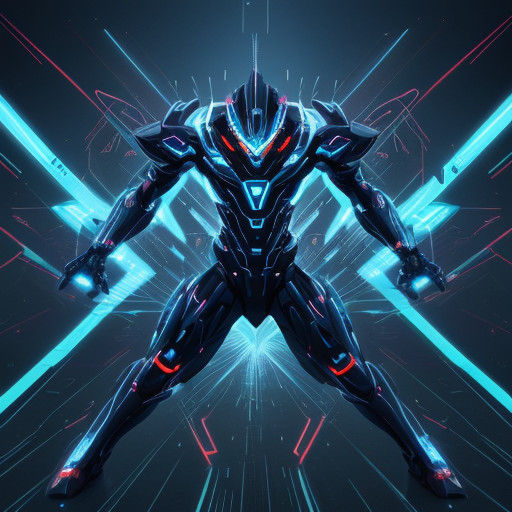 Tron-Inspired Anime Hero Maxon Eternis in Neon Digital Grid