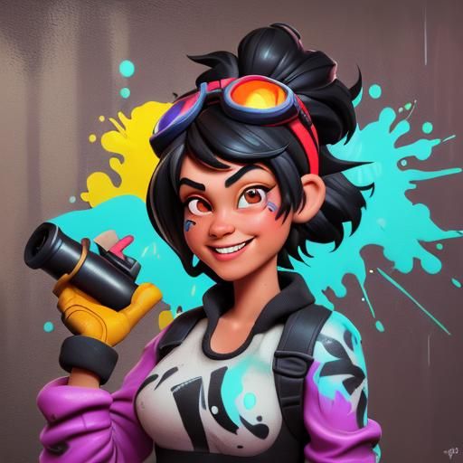 Smiling Mechanic in Graffiti Splash Art Style