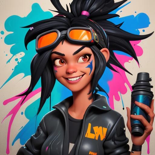 Smiling Mechanic in Graffiti Splash Art Style