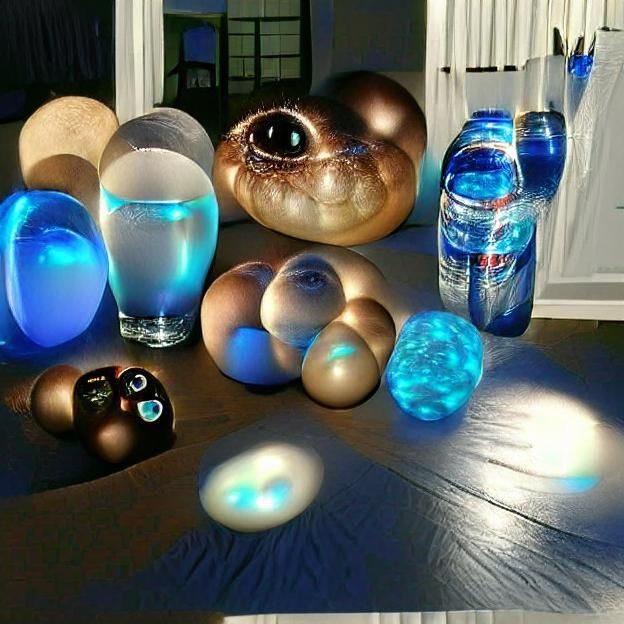 Glowing Blue Orbs: A Hyperrealistic Image