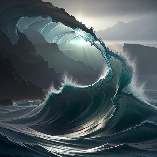 Oceanic Science Fantasy Concept Art, Close-Up. A translucent...