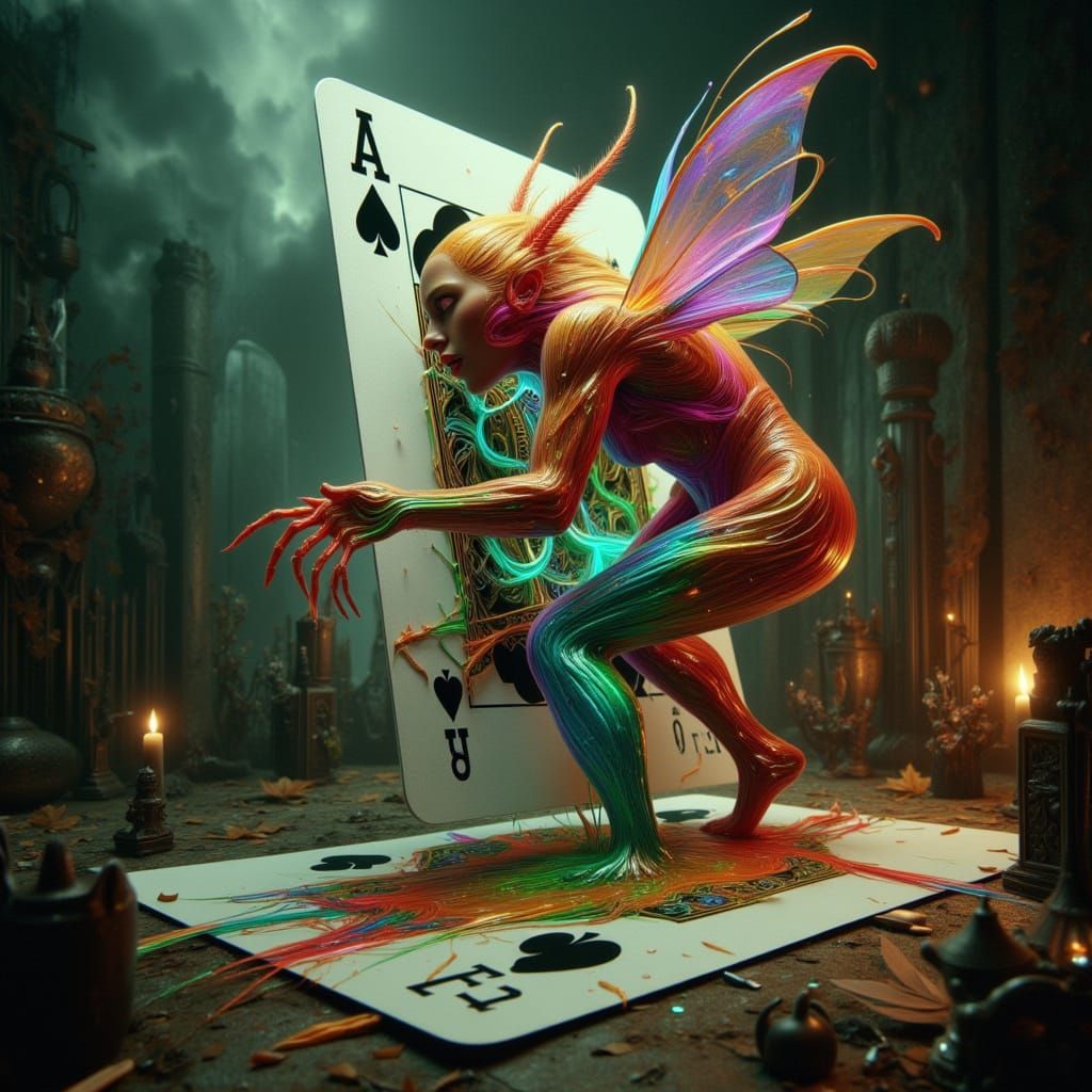 Fairy Emerges from Canvas in Dark Fantasy Style