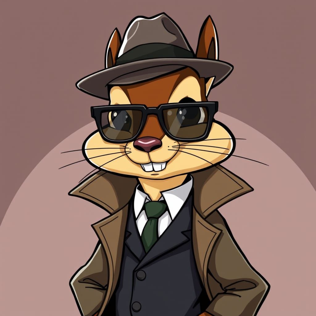 Charming Cartoon Spy in Fedora and Trench Coat