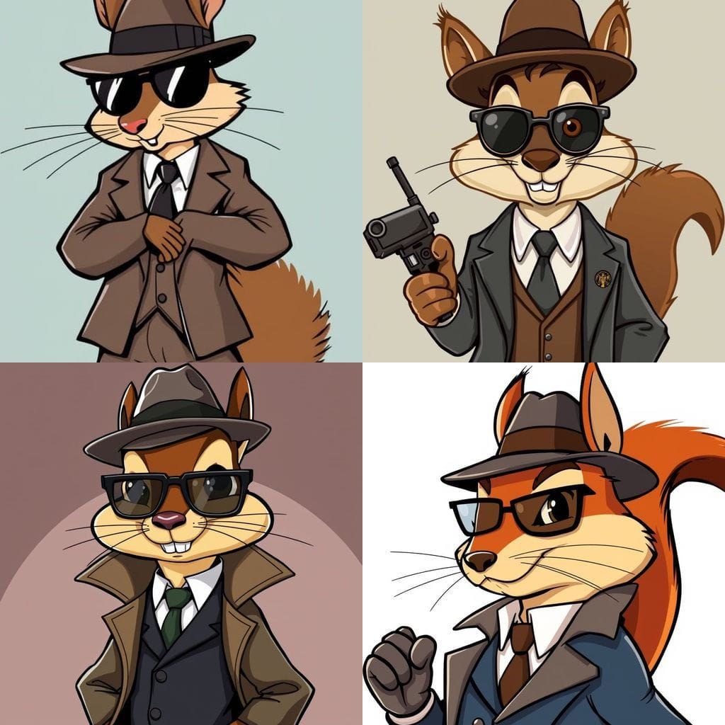 Secret Agent Squirrel Cartoon Character
