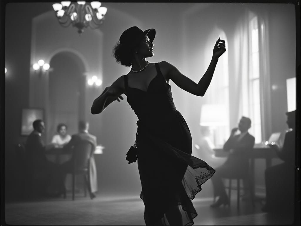 black and white film, 20's woman dancing