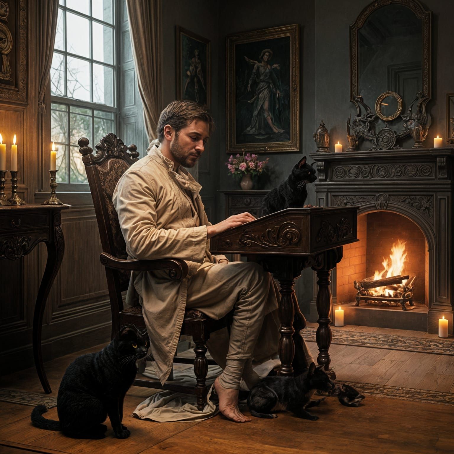 Baroque Gentleman in Elegant 17th Century Study