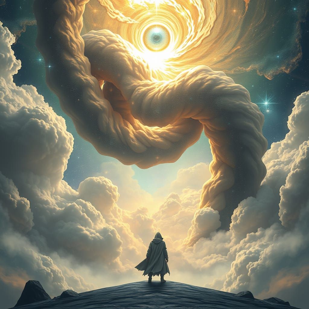 Celestial Sentinel: A Cosmic Encounter in Fantasy Style