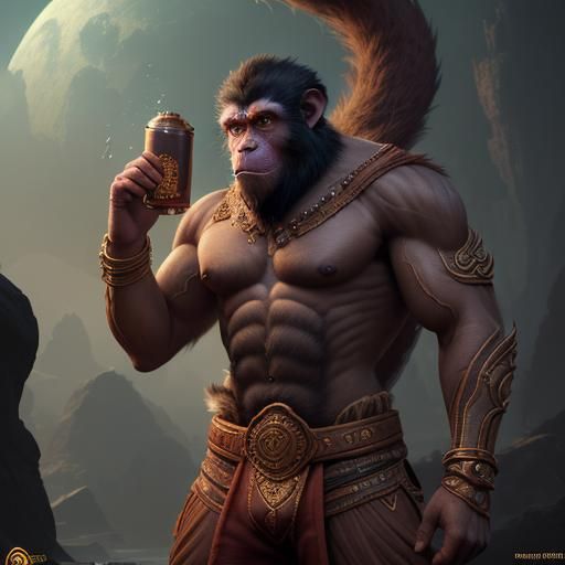 Muscular Monkey Concept Art in Detailed Matte Painting