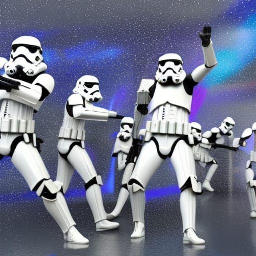 Stormtroopers Dancing: Hyperrealistic Splash Art