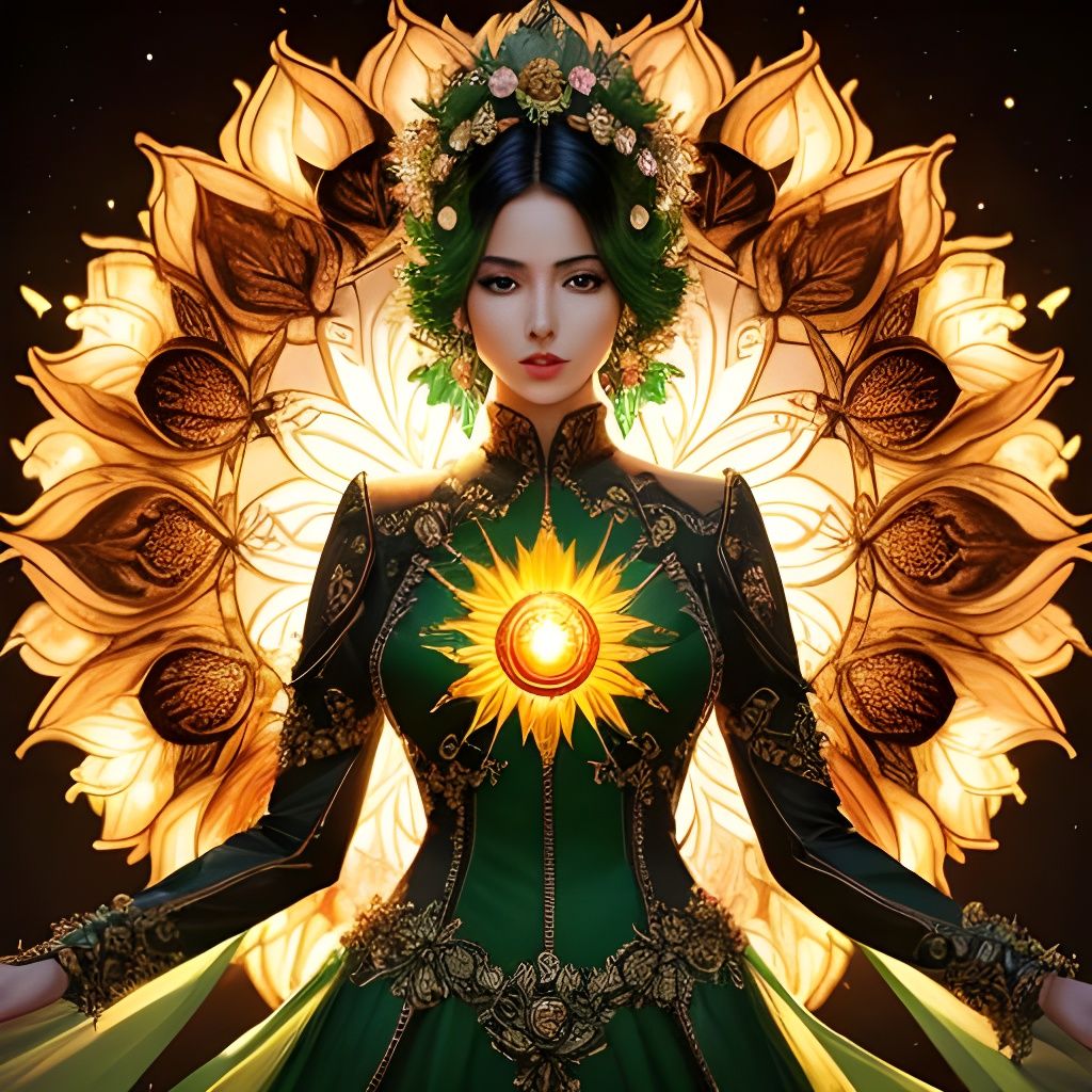 Botanical Woman in Sunlight: Elegant Traffic Light Art