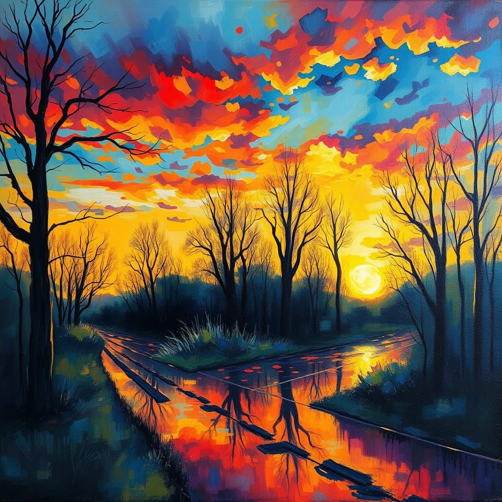 Surreal Neo-Impressionist Masterpiece in Impasto Style