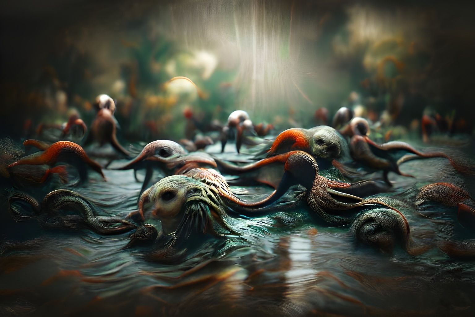 Surreal Tentacles in a Digital Illustration Style