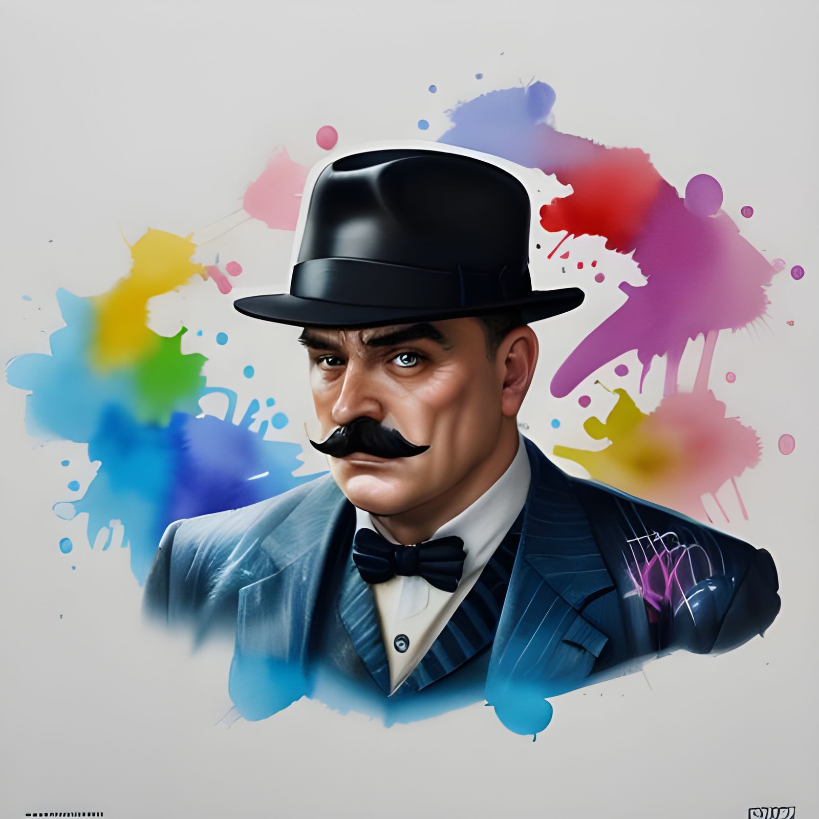 Detective in Watercolor Graffiti Art Style